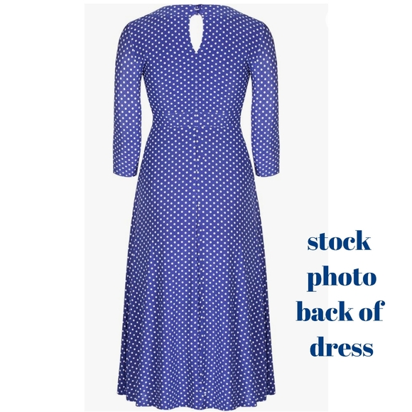 NWT Lindy Bop 'Josie' Classy 40's, 50's style Polka Dot Royal Blue & White Dress - Picture 3 of 10